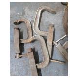 2 Antique Wood Pulleys & Old Clamps