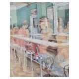 Framed Signed Numbered "Fountain of Youth" Soda Fountain Diner Print by Charles Peterson