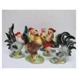 Lotof 6 Vintage Art Pottery Chickens