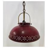 Mid Century Pierced Metal LIGHTOLIER Hanging Light Fixture Lamp