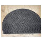 Curved Half-Circle Rubber Door Mat with Herringbone Pattern