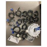 Assorted Collection of VGA, HDMI, and DVI Cables with Coaxial Cable