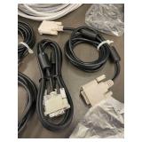 Assorted Collection of VGA, HDMI, and DVI Cables with Coaxial Cable