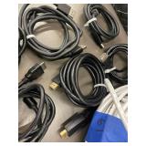 Assorted Collection of VGA, HDMI, and DVI Cables with Coaxial Cable