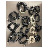 Collection of 14 Assorted Power Cords with Various Plug Types