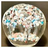 Colorful Decorative Glass Paperweight with Multi-Colored Inclusions