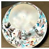 Colorful Decorative Glass Paperweight with Multi-Colored Inclusions