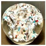 Colorful Decorative Glass Paperweight with Multi-Colored Inclusions