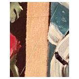 Signed Nancy Thomas 1994 Folk Art Painting with Birds - Framed Artwork