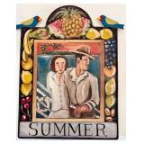 Nancy Thomas Signed 1994 "Summer" Art Plaque and 1995 "Angel with Stars" Plaque