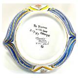 Henriot Quimper France Hand-Painted Ceramic Basket with Floral and Figural Design