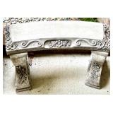 Petite Decorative Concrete Garden Bench with Floral Design