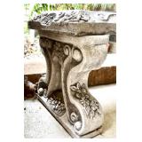 Petite Decorative Concrete Garden Bench with Floral Design