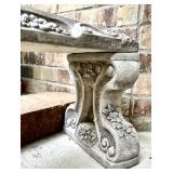Petite Decorative Concrete Garden Bench with Floral Design