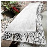 Petite Decorative Concrete Garden Bench with Floral Design