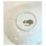 Collection of 6 Vintage Bone China Teacups and Saucers with Floral Designs in Varying Shades of Blue Tones