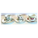 Set of 6 Vintage Floral Bone China Tea Cup & Saucer Sets in Shades of Pink including Royal Stuart and Staffordshire