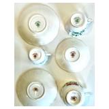 Set of 6 Vintage Floral Bone China Tea Cup & Saucer Sets in Shades of Pink including Royal Stuart and Staffordshire