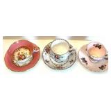 Set of 6 Vintage Floral Bone China Tea Cup & Saucer Sets in Shades of Pink including Royal Stuart and Staffordshire