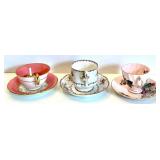 Set of 6 Vintage Floral Bone China Tea Cup & Saucer Sets in Shades of Pink including Royal Stuart and Staffordshire