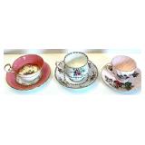 Set of 6 Vintage Floral Bone China Tea Cup & Saucer Sets in Shades of Pink including Royal Stuart and Staffordshire