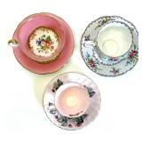 Set of 6 Vintage Floral Bone China Tea Cup & Saucer Sets in Shades of Pink including Royal Stuart and Staffordshire