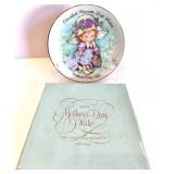 Set of 2 Vintage Decorative Plates and Porcelain Dolls, Floral Porcelain Frame, Candle Holder and Silver Tray