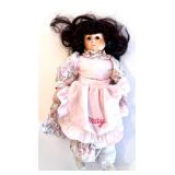 Set of 2 Vintage Decorative Plates and Porcelain Dolls, Floral Porcelain Frame, Candle Holder and Silver Tray