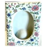 Set of 2 Vintage Decorative Plates and Porcelain Dolls, Floral Porcelain Frame, Candle Holder and Silver Tray