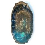 Set of 2 Vintage Decorative Plates and Porcelain Dolls, Floral Porcelain Frame, Candle Holder and Silver Tray