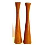 Mid-Century Modern Teak Decor Set - Candlestick Holders, Tray, Salt & Pepper Shakers by WMF and Utensils