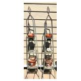 Pair of Rustic Metal Plant Stands with Terracotta Pots