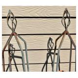 Pair of Rustic Metal Plant Stands with Terracotta Pots