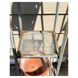 Pair of Rustic Metal Plant Stands with Terracotta Pots