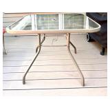 Outdoor Patio Set with Glass Table and 4 Reversible Cushioned Chairs