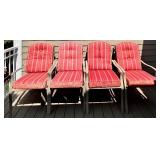 Outdoor Patio Set with Glass Table and 4 Reversible Cushioned Chairs