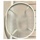 Round Outdoor Patio Table with Tempered Glass Top