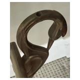 Elegant Glass and Metal Console Table with Brass Swan Decorative Accents