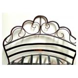 Rustic Metal Bench with Decorative Backrest