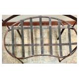 Rustic Metal Bench with Decorative Backrest