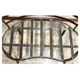 Rustic Metal Bench with Decorative Backrest