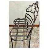 Rustic Metal Bench with Decorative Backrest