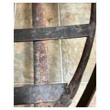 Rustic Metal Bench with Decorative Backrest