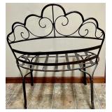 Rustic Metal Bench with Decorative Backrest