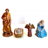 Vintage 17-Piece Nativity Set with Illuminated Stable