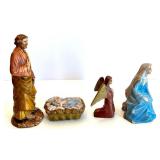 Vintage 17-Piece Nativity Set with Illuminated Stable