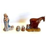 Vintage 17-Piece Nativity Set with Illuminated Stable