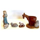 Vintage 17-Piece Nativity Set with Illuminated Stable