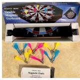 Carrom Game Board Set with Magnetic Dartboard