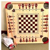 Carrom Game Board Set with Magnetic Dartboard